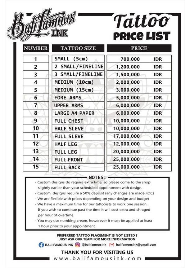 How much is a tattoo in bali